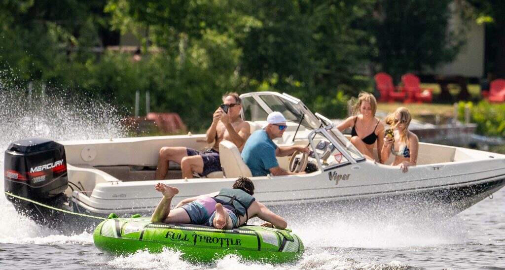 tubing on Bass Lake in Grand Rapids, Minnesota