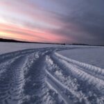 MN winter sunset over bass lake in Grand Rapids, MN